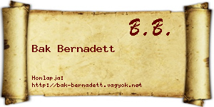 Bak Bernadett névjegykártya